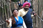 Governor and first lady Ms Anupama Singh on a hanging bridge on the way to Singa